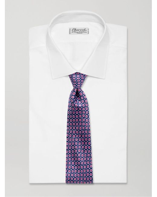 Cravatta in twill di seta stampata di Charvet in Blue da Uomo