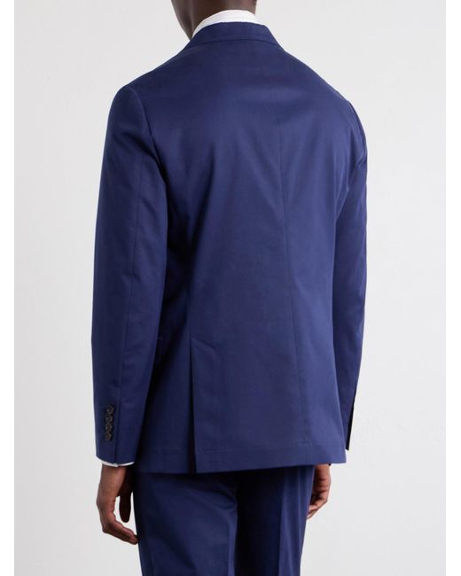 Brunello Cucinelli Blue Cotton-Blend Suit Jacket for men