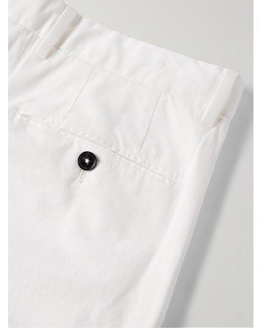 Zegna Schmal und gerade geschnittene Hose aus Baumwoll-Twill in White für Herren