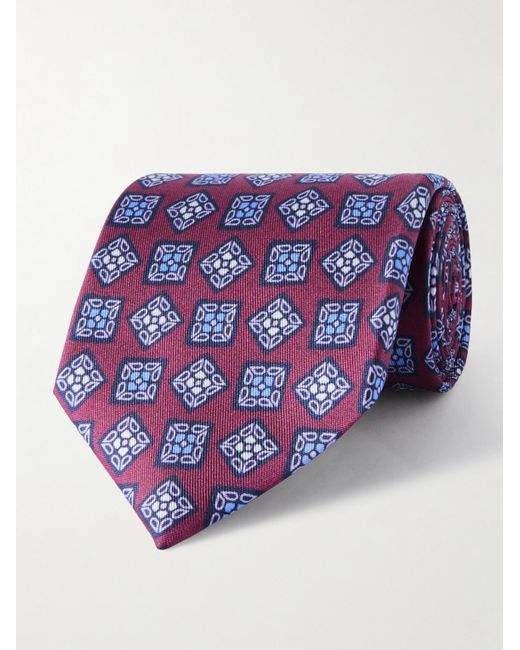 Charvet Blue 8.5Cm Printed Silk-Twill Tie for men