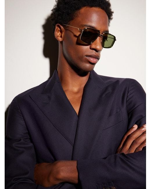 Jacques Marie Mage Green Jagger Aviator-style Gold-tone Titanium Sunglasses for men