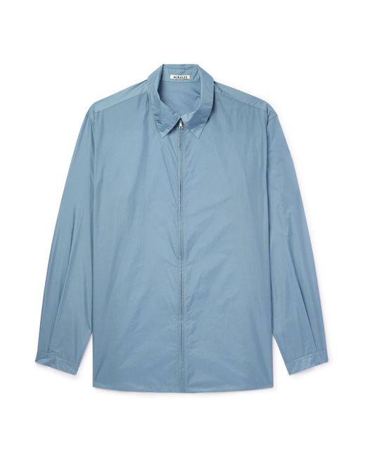Auralee Blue Nylon Zip-up Overshirt for men