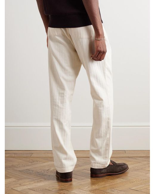 Oliver Spencer Natural Straight-leg Herringbone Cotton Trousers for men