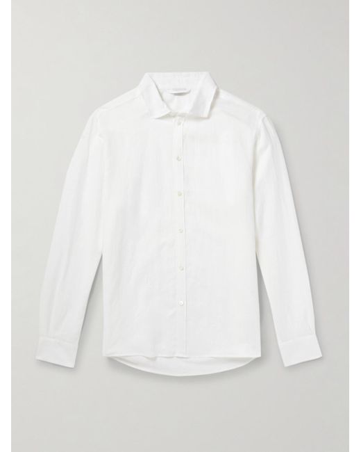 Zimmerli of Switzerland White Cutaway-collar Linen And Cotton-blend Shirt for men