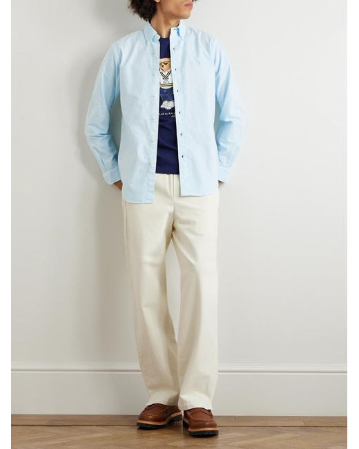 Polo Ralph Lauren Blue Button-down Collar Logo-embroidered Cotton Oxford Shirt for men