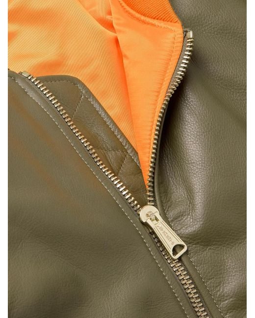 Vetements Green Oversized Leather Bomber Jacket for men