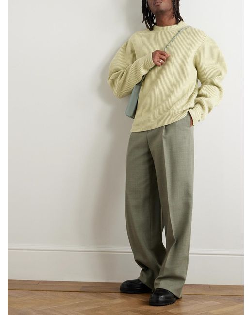 Jil Sander Natural Ribbed Boiled-Wool Sweater for men