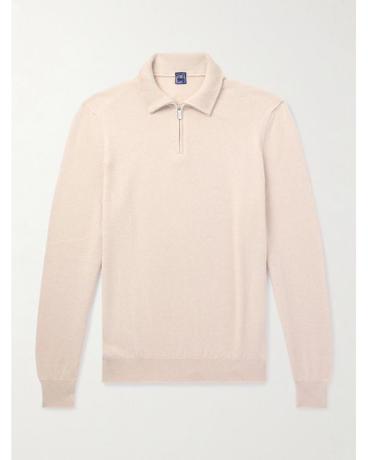 Fedeli Natural Favonio Slim-Fit Cashmere Half-Zip Sweater for men