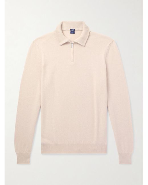 Fedeli Natural Favonio Slim-Fit Cashmere Half-Zip Sweater for men