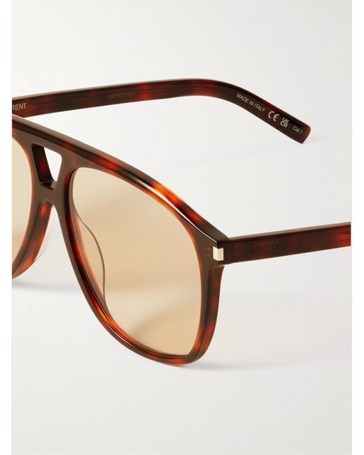 Saint Laurent Pilotensonnenbrille aus Azetat in Schildpattoptik in Natural für Herren