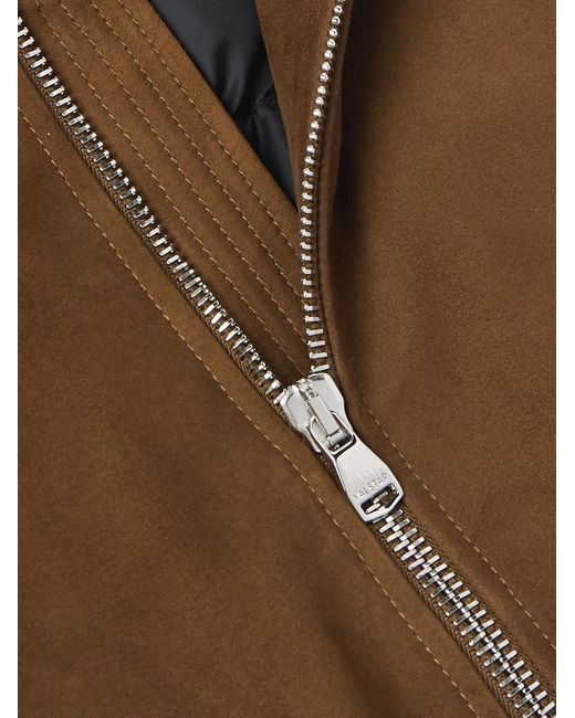 Valstar Brown Shearling-Trimmed Suede Down Jacket for men