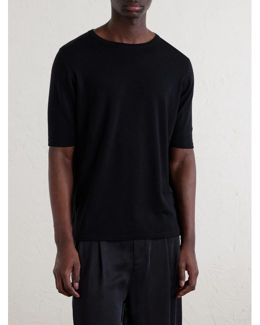 William Lockie Black Virgin Wool T-Shirt for men