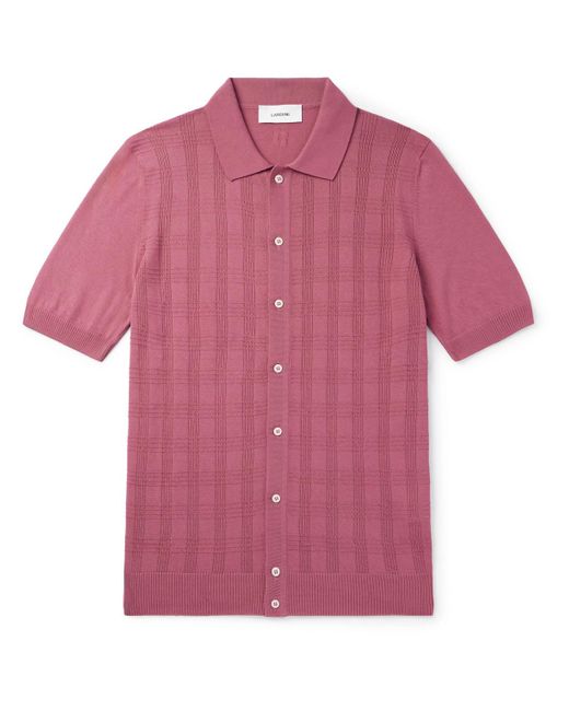 Lardini Pink Slim-fit Jacquard-knit Cotton Shirt for men