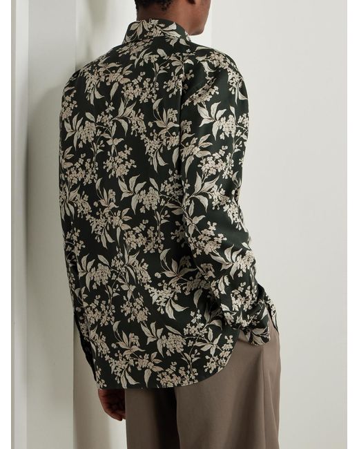Tom Ford Green Botanical Print Lyocell Button-Down Shirt for men