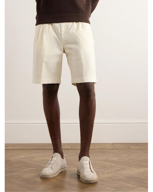 Zegna Natural Triple Stitch Leather-Trimmed Suede Slip-On Sneakers for men