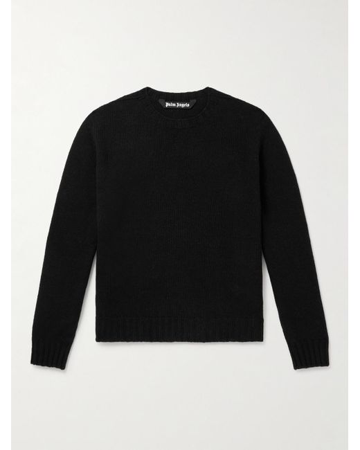 Palm Angels Black Logo-jacquard Wool-blend Sweater for men