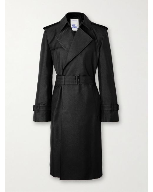Burberry Black Double-breasted Belted Silk-blend Trench Coat for men