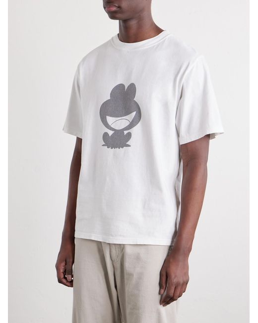 Remi Relief White Frog Printed Cotton-Jersey T-Shirt for men