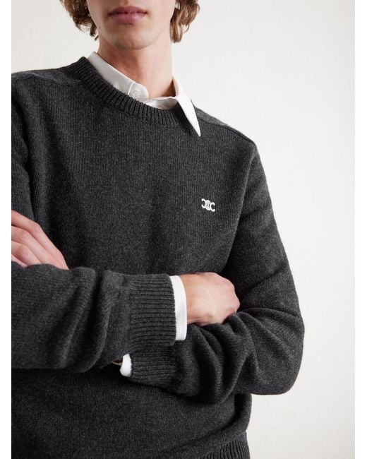 Céline Pullover aus einer Woll-Kaschmirmischung mit Logostickerei in Black für Herren