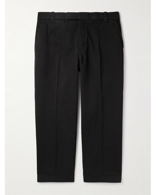 Thom Browne Black Utility Tapered Garment-Dyed Cotton-Twill Trousers for men