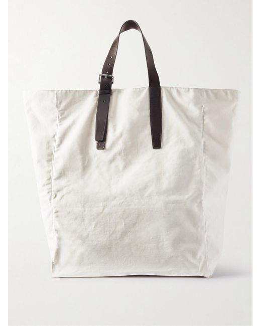 Dries Van Noten Natural Buckled Leather-Trimmed Cotton-Canvas Tote Bag for men