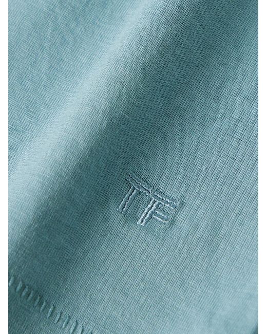 Tom Ford Blue Lyocell And Cotton-blend Jersey T-shirt for men