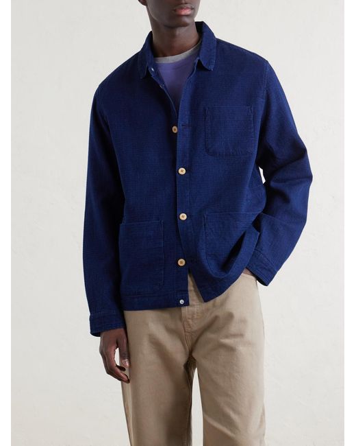 Folk Blue Assembly Checked Cotton Jacket for men