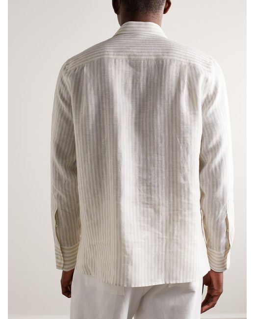 Loro Piana Natural Arizona Striped Linen Shirt for men