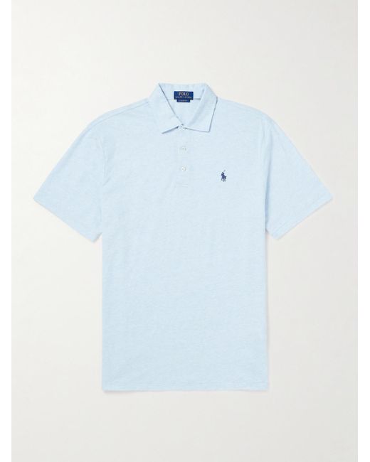 Polo Ralph Lauren Blue Logo-embroidered Cotton Polo Shirt for men