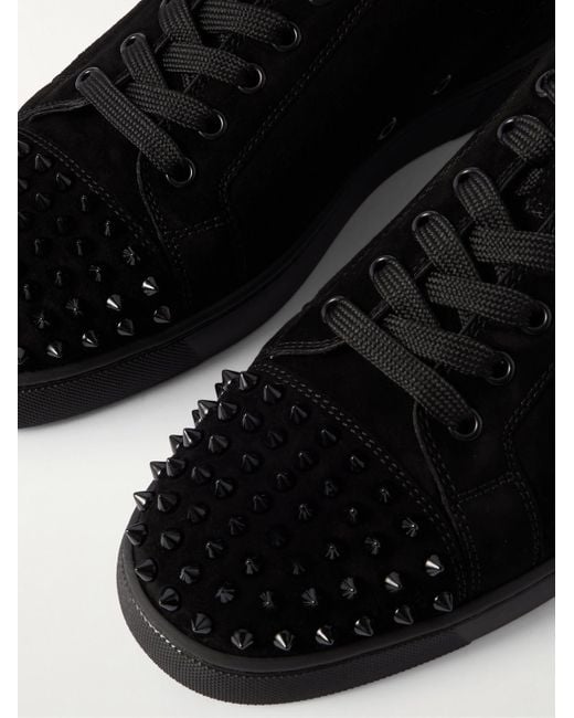 Christian Louboutin Black Louis Junior Spikes Leather Sneakers for men