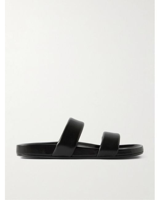 Saint Laurent Black Nichols Leather Slides for men