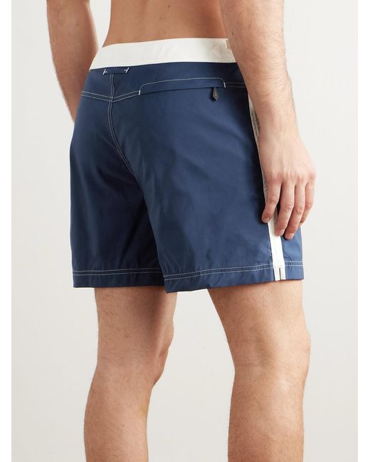 Tom Ford Blue Straight-Leg Mid-Length Striped Swim Shorts for men