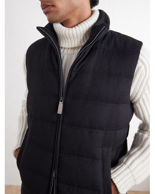 Herno Blue Quilted Silk And Cashmere-Blend Gilet for men