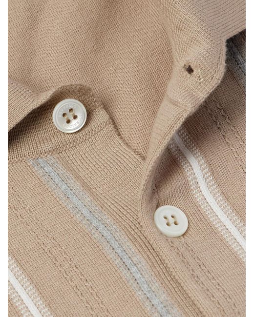 Brunello Cucinelli Polohemd aus Baumwolle mit Streifen in Natural für Herren