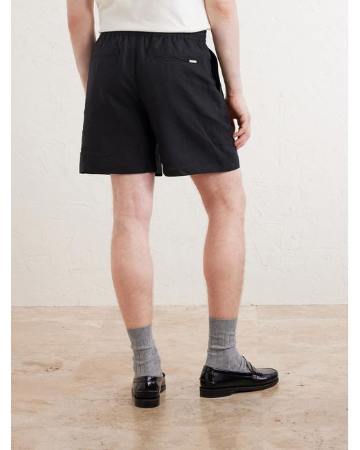 Aimé Leon Dore Blue Straight-Leg Linen Drawstring Shorts for men