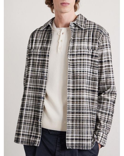 Mr P. Black Checked Cotton-corduroy Shirt for men