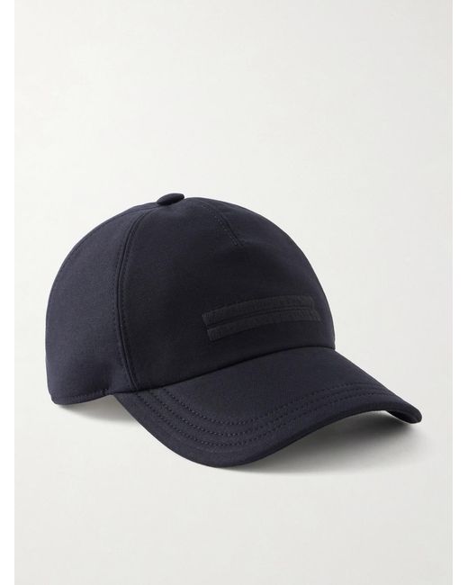 Zegna Blue Embroidered Cotton-twill Cap for men