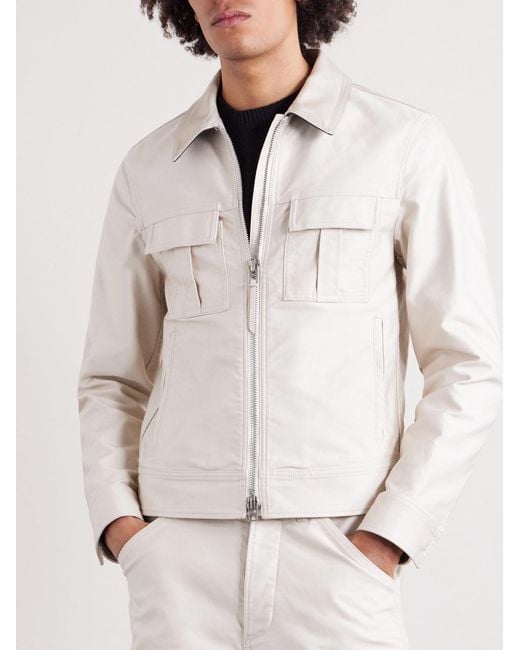 Tom Ford White Slim-Fit Cotton-Satin Blouson Jacket for men