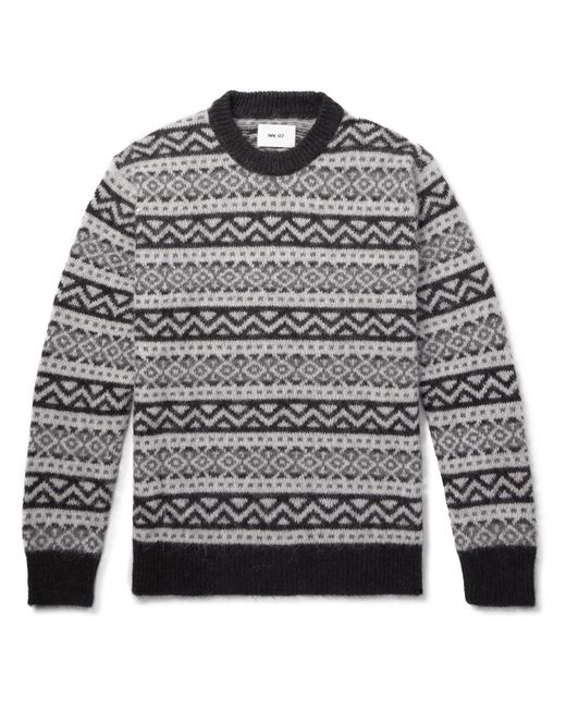 NN07 Gray Jason 6527 Fair Isle Alpaca-blend Sweater for men