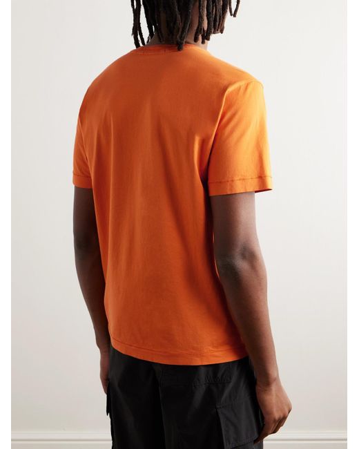 Stone Island T-Shirt aus Baumwoll-Jersey mit Logoapplikation in Orange für Herren
