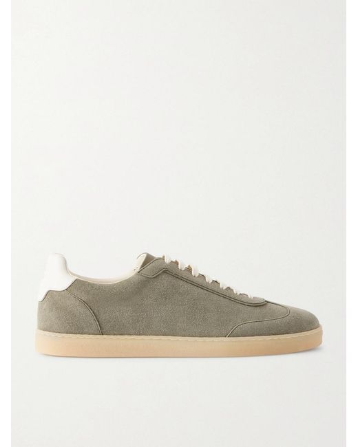Brunello Cucinelli Green Coda Di Rondine Suede Sneakers for men