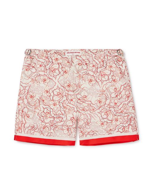 Orlebar Brown Red Bulldog Slim-fit Mid-length Floral-print Recycled Swim Shorts for men