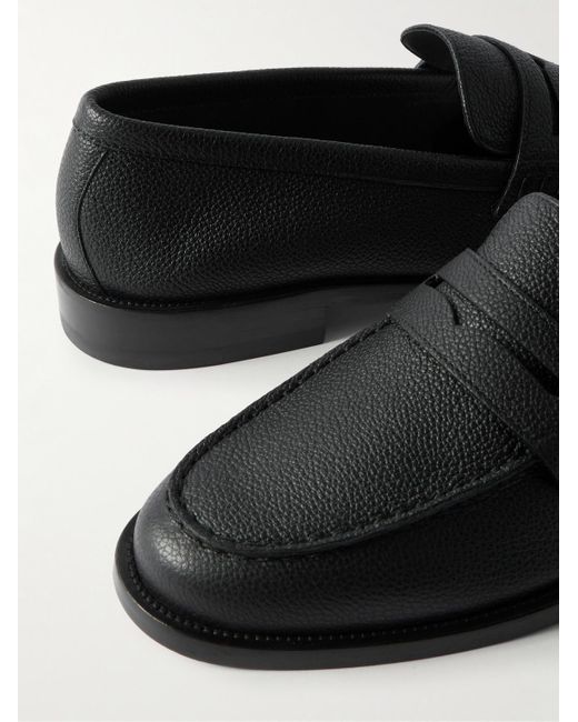 Manolo Blahnik Black Perry Full-Grain Leather Penny Loafers for men