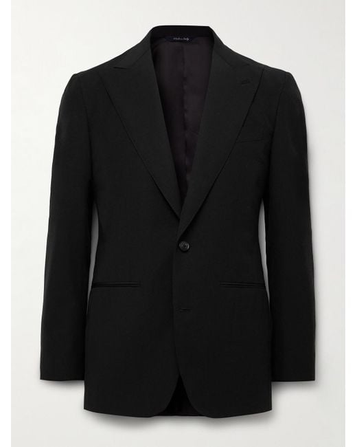Saman Amel Black Slim-Fit Wool, Mohair And Linen-Blend Suit Jacket for men