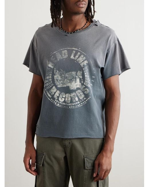GALLERY DEPT. Gray Grailed Distressed Glittered Printed Cotton-Jersey T-Shirt for men