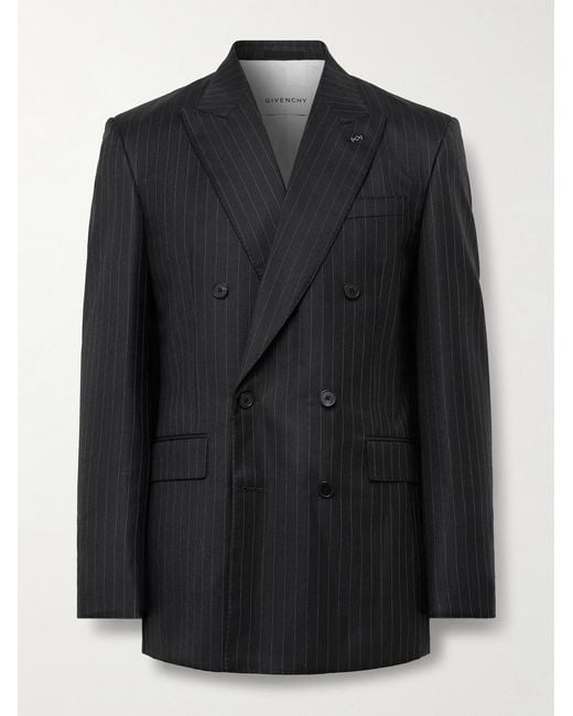 Givenchy Black Double-Breasted Pinstriped Wool-Twill Suit Jacket for men