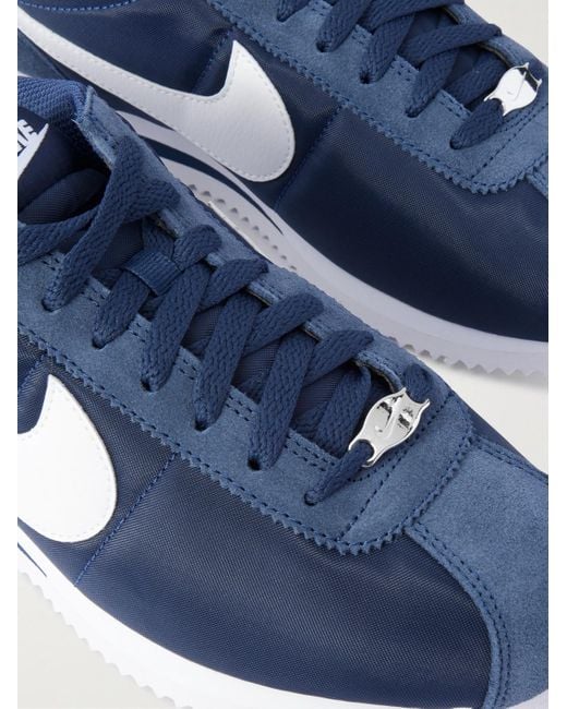 Nike Blue Cortez Suede And Leather-Trimmed Shell Sneakers for men