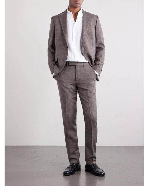 Zegna Gray Straight-leg Price Of Wales Checked Wool for men
