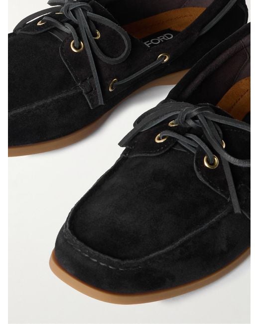 Tom Ford Black Robin Suede Boat Shoes for men