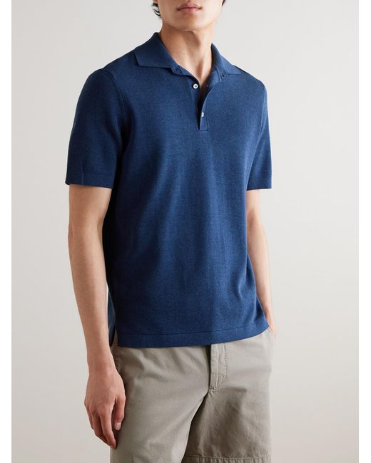 Rally Cotton Polo Shirt di Sid Mashburn in Blue da Uomo